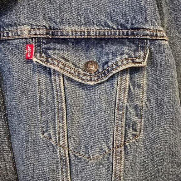 Men's Levi's Classic Blue Denim Jacket Sherpa Lining Size XXL Truckers Blue Jean - Picture 5 of 17